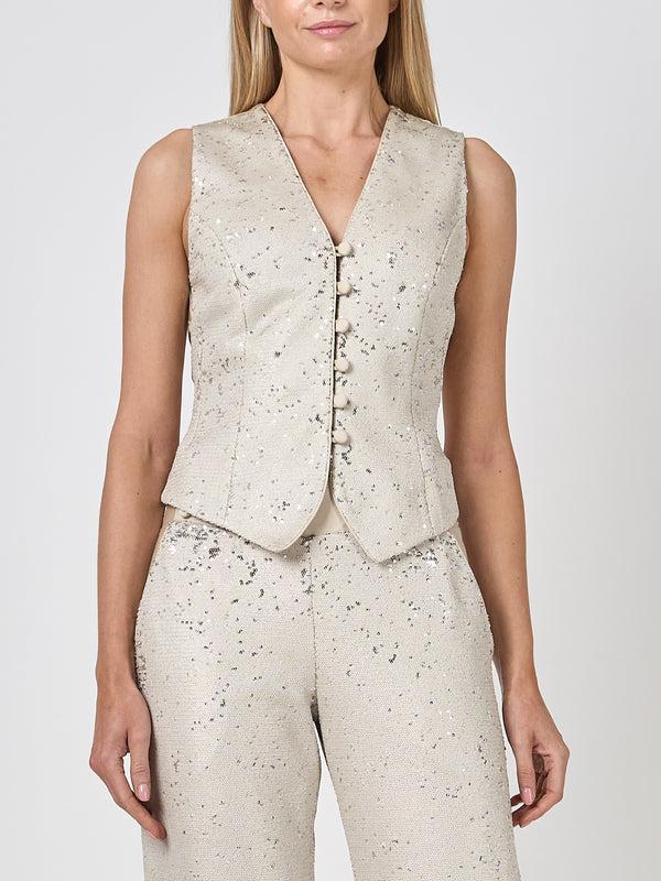 favourbrook Waistcoat Single-Breasted Oyster Mini Sequins