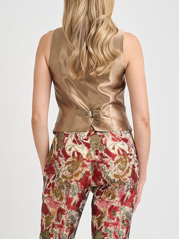 Favourbrook Waistcoat Single-Breasted Red Gold Barnwell Brocade