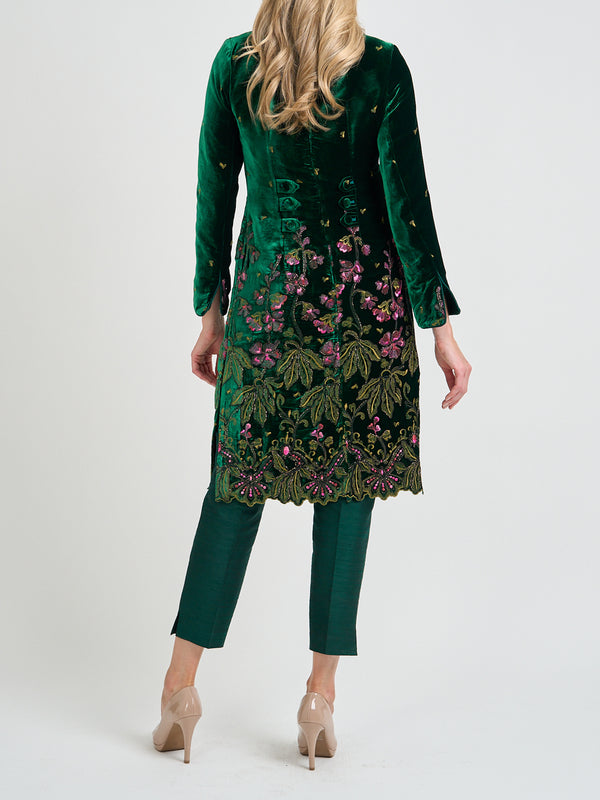 Favourbrook Westminster Coat Green Althorp Silk Velvet
