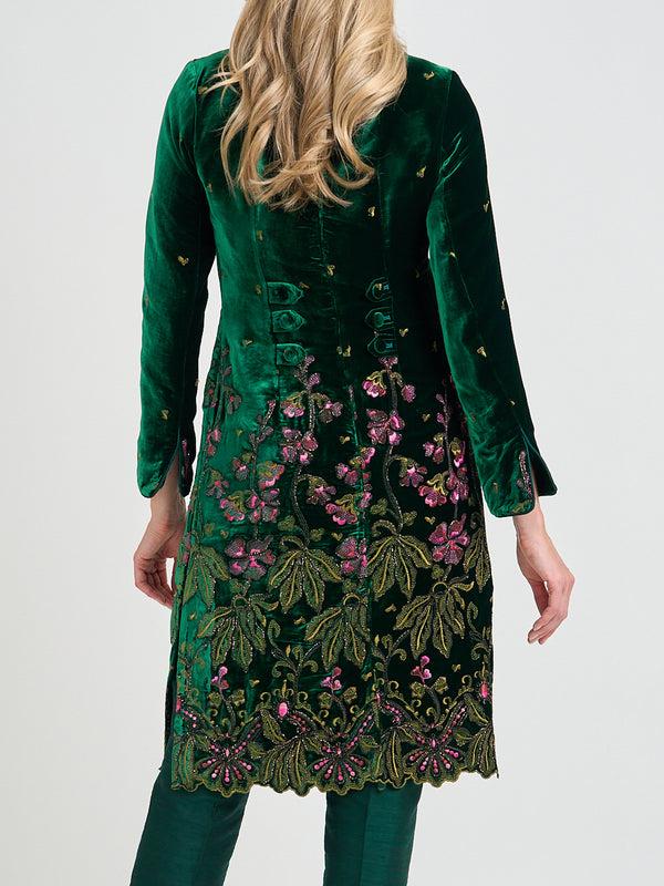 Favourbrook Westminster Coat Green Althorp Silk Velvet