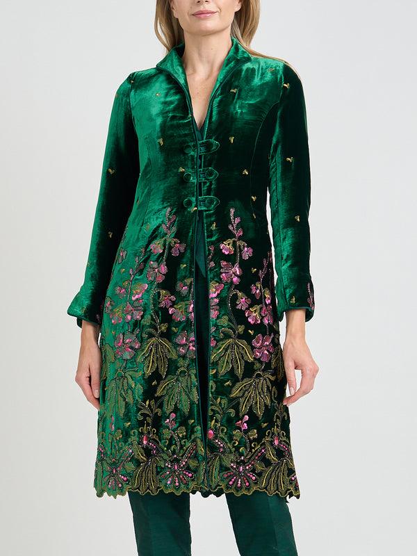 Favourbrook Westminster Coat Green Althorp Silk Velvet