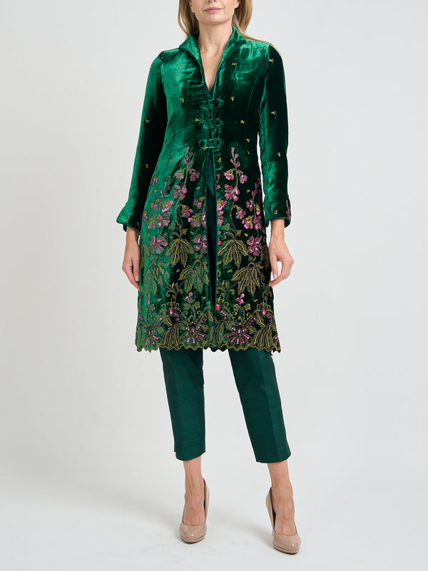 favourbrook Westminster Coat Green Althorp Silk Velvet