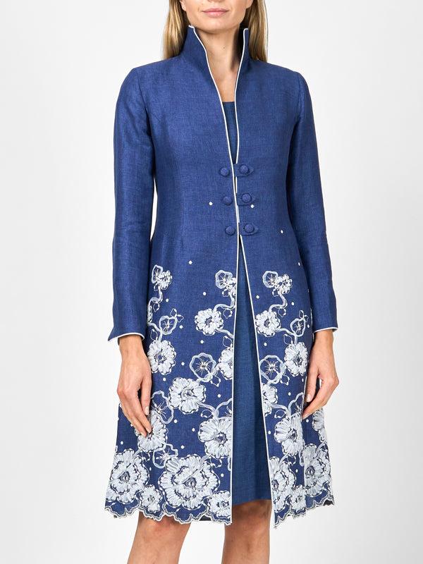 Favourbrook Westminster Coat Navy Lam Crease Resist Linen