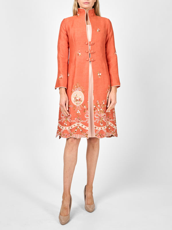 favourbrook Westminster Coat Orange Otley Crease Resist Linen