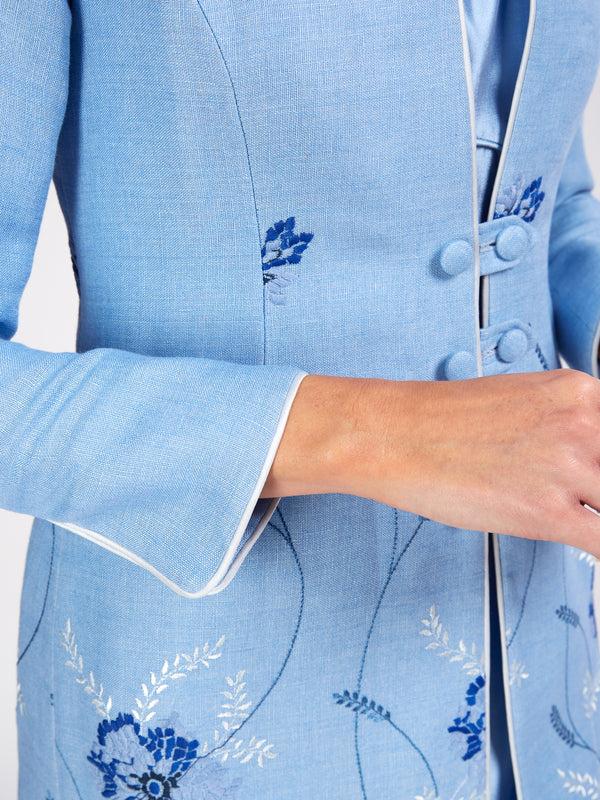 Favourbrook Westminster Coat Pale Blue Parsifal Crease Resist Linen