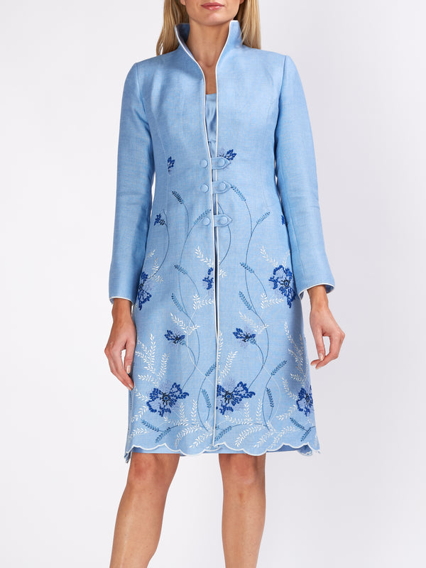 Favourbrook Westminster Coat Pale Blue Parsifal Crease Resist Linen