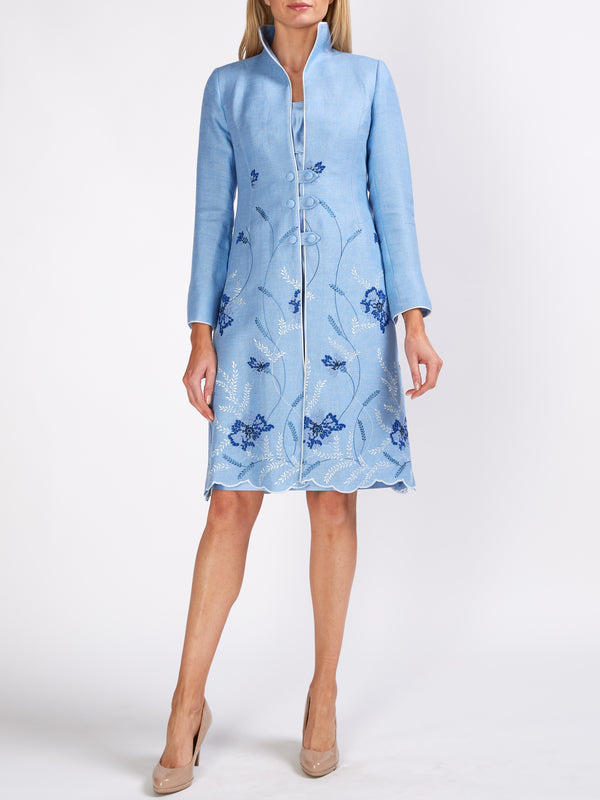 favourbrook Westminster Coat Pale blue Parsifal Crease Resist Linen