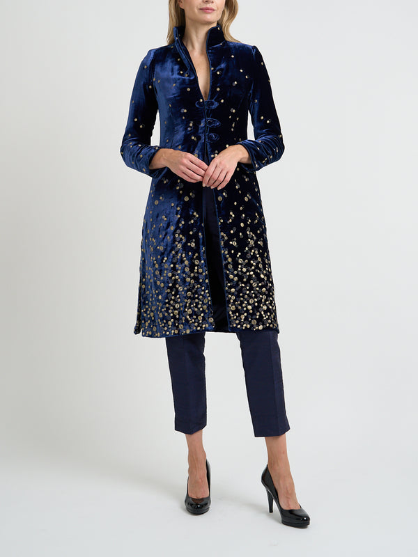 favourbrook Westminster Coat Royal Blue Culford Silk Velvet