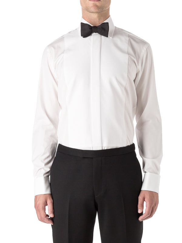 Favourbrook White Marcella Poplin Cotton Bib Front Dress Shirt