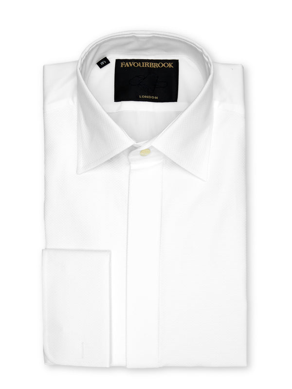 favourbrook White Marcella Poplin Cotton Bib Front Dress Shirt