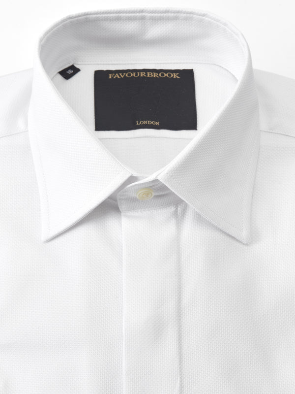Favourbrook White Organic Herringbone Wedding Shirt
