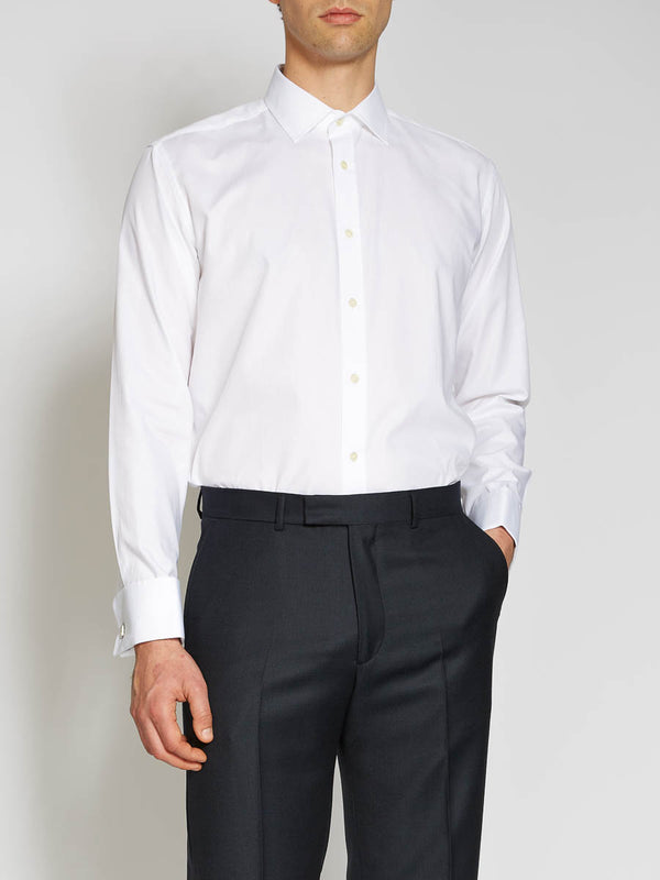 favourbrook White Organic Herringbone Wedding Shirt