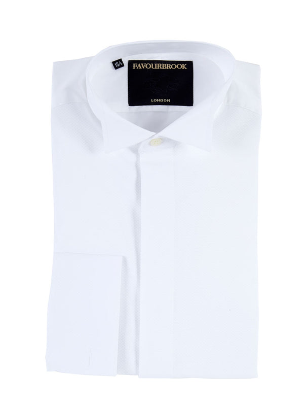 favourbrook White Poplin/Marcella Cotton Wing Collar Dress Shirt
