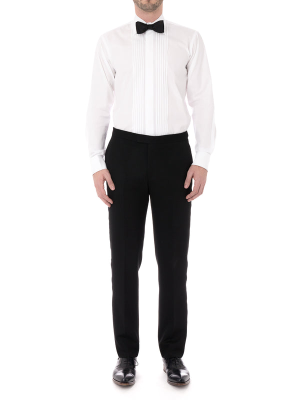 Favourbrook White Poplin Pleated Pintuck Dress Shirt