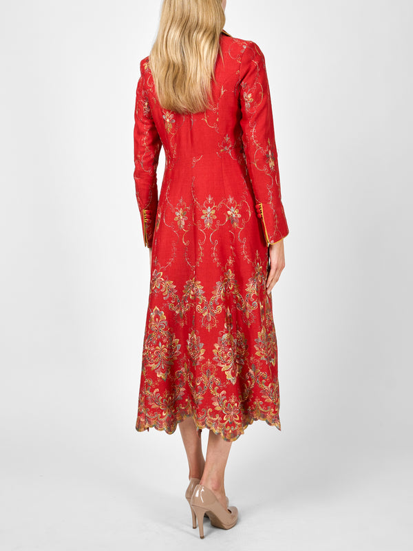 Favourbrook Whitehall Coat Red Burlington Crease Resist Linen