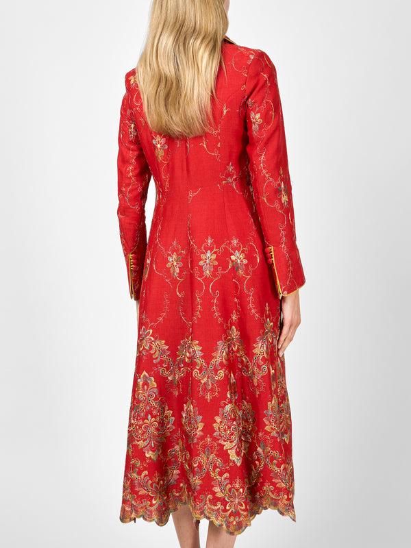 Favourbrook Whitehall Coat Red Burlington Crease Resist Linen