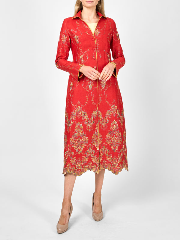 favourbrook Whitehall Coat Red Burlington Crease Resist Linen