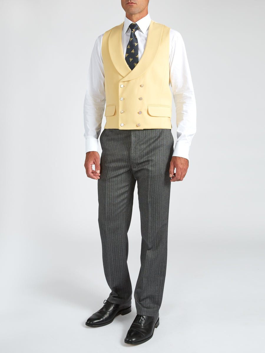Favourbrook Yellow Gabardine Wool Double Breasted Waistcoat