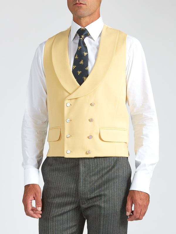 favourbrook Yellow Gabardine Wool Double Breasted Waistcoat