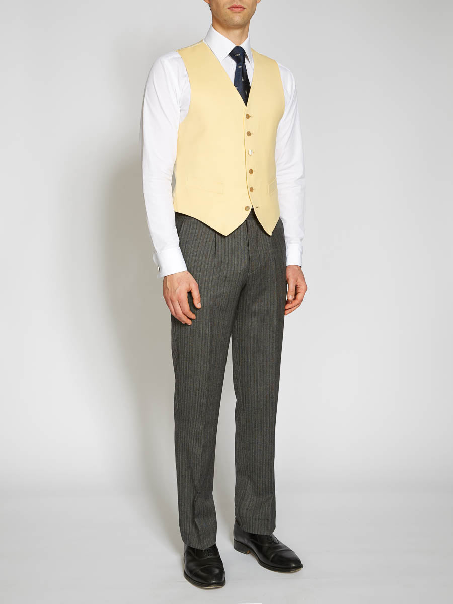 Favourbrook Yellow Gabardine Wool Single Breasted Waistcoat