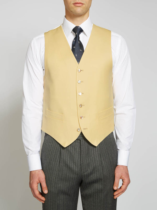 favourbrook Yellow Gabardine Wool Single Breasted Waistcoat