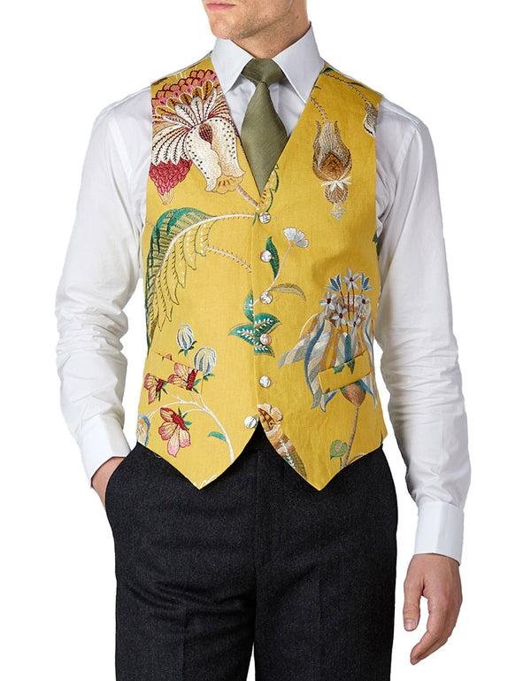 favourbrook Yellow Petersham Single Breasted Waistcoat