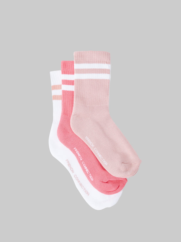 fcuk 3 Pack French Connection Stripe Crew Socks Multi 4