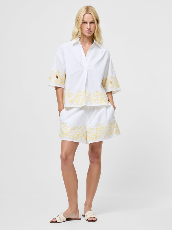 Fcuk Alissa Cotton Popover Shirt Linen White/Butter Y