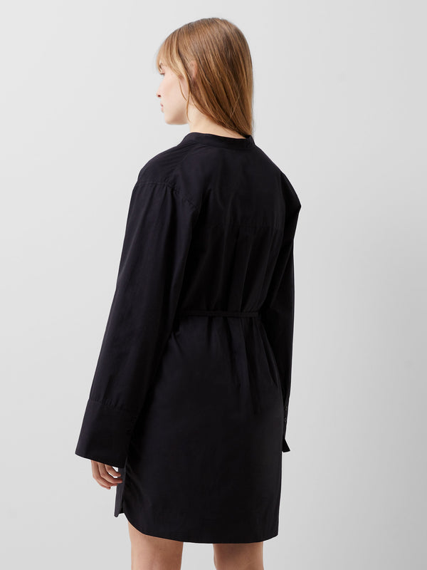 Fcuk Alissa Cotton Wide Sleeve Shirt Dress Blackout