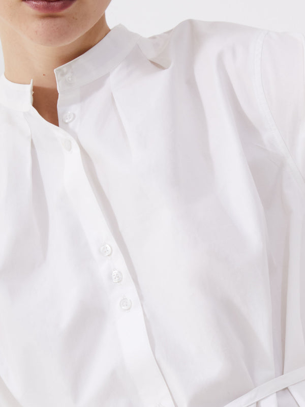 Fcuk Alissa Cotton Wide Sleeve Shirt Dress Linen White