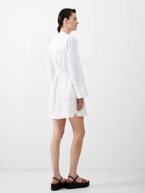 Fcuk Alissa Cotton Wide Sleeve Shirt Dress Linen White