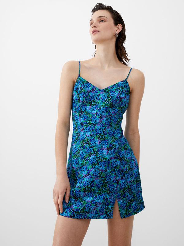 Fcuk Andrea Ennis Eco Satin Slip Mini Dress Cloisonne