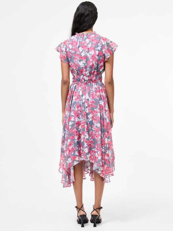 Fcuk Arla Gathered Flowing Dress Graphite/Raspberry Sorbet
