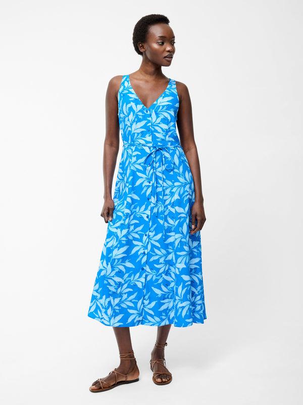Fcuk Avalina V Neck Sleeveless Midi Dress Blue Sea Star
