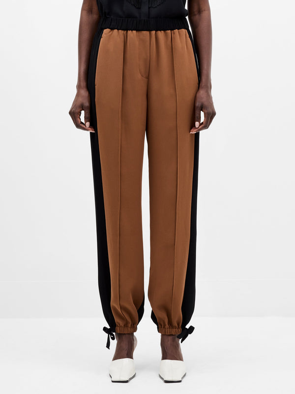 Fcuk Bella Twill Contrast Trousers Black Peacan Neutral