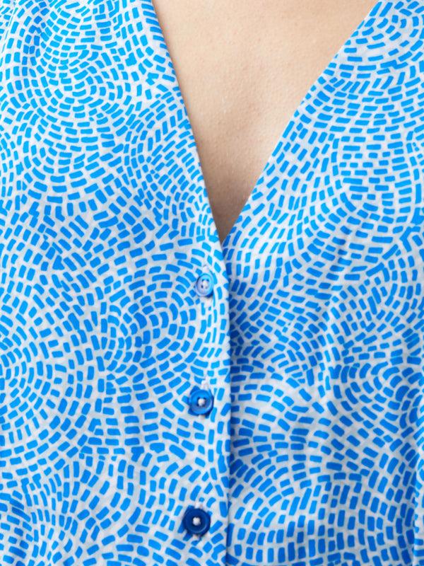 Fcuk Bernice Elitan Button Through Dress Blue Mist/Blue Seastar