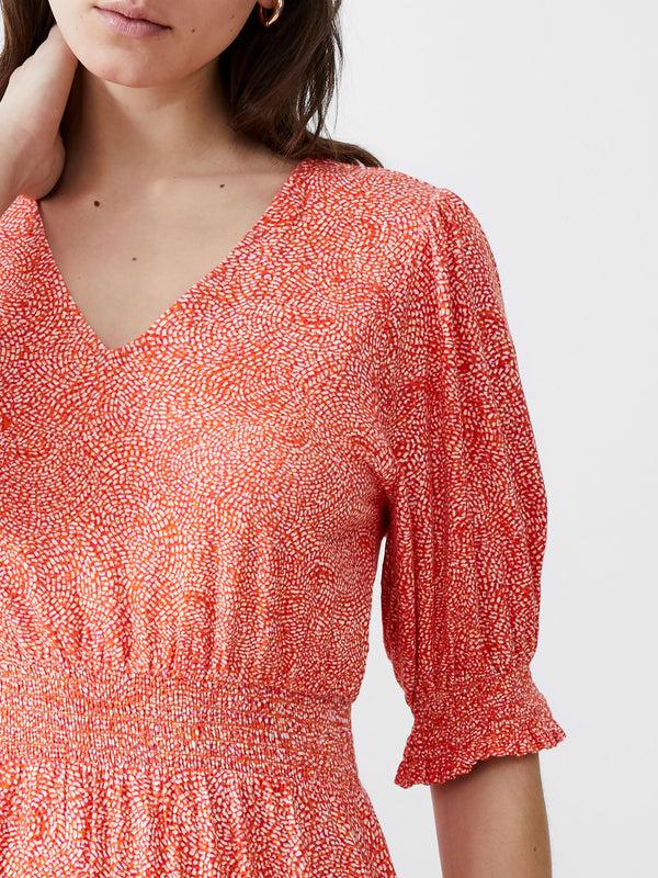 Fcuk Bernice Shirred Mini Dress Mandarin/Seapink/Ivr