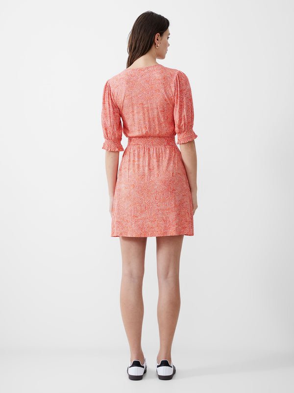 Fcuk Bernice Shirred Mini Dress Mandarin/Seapink/Ivr