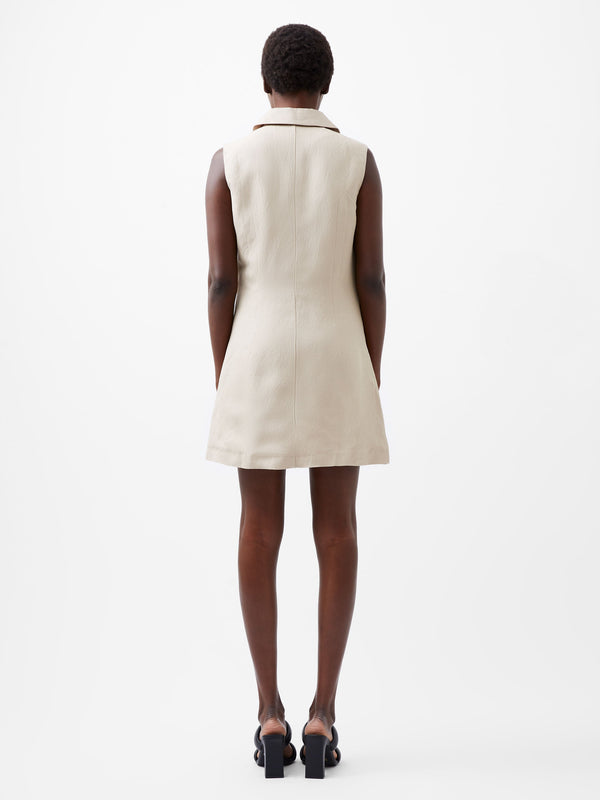 Fcuk Birdie Linen Sleeveless Blazer Dress Wild Wheat