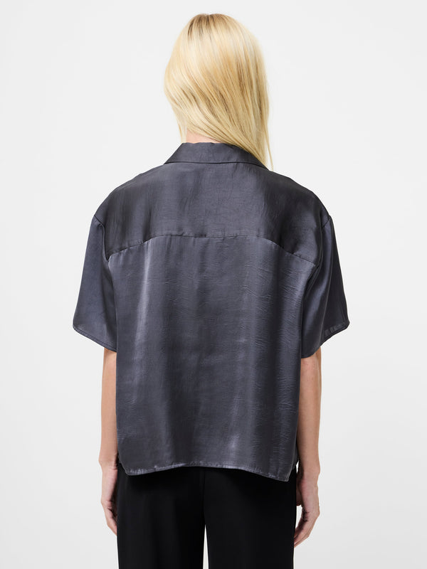 Fcuk Blaine Hammered Satin Short Sleeved Shirt Graphite