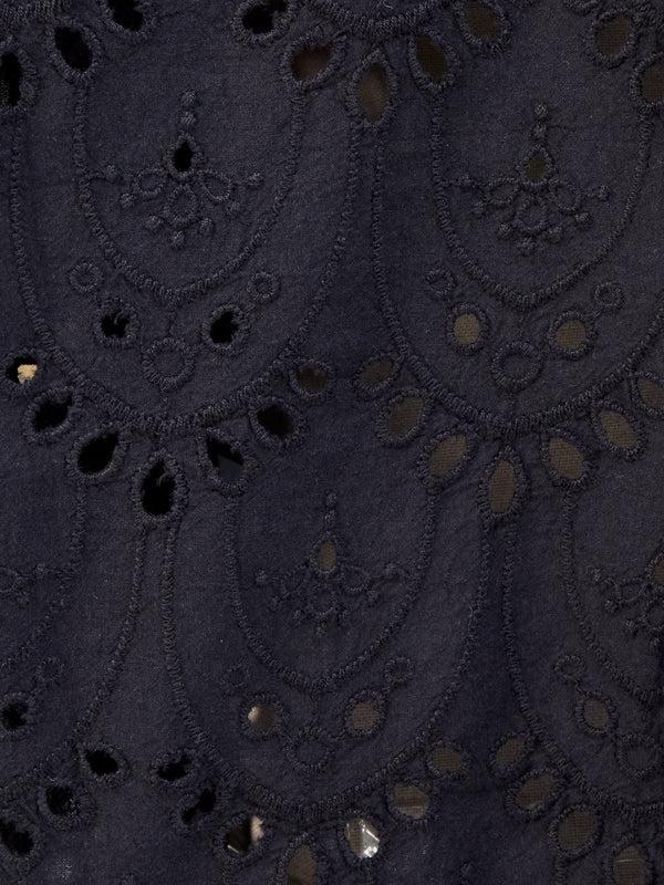 Fcuk Broderie Back Short Sleeve Popover Shirt Black