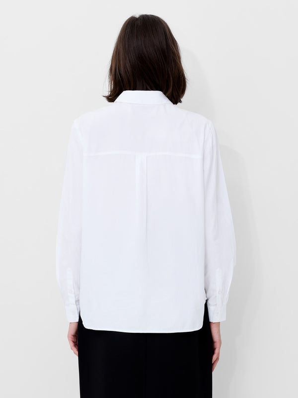 Fcuk Cambria Contrast Floral Embroidered Shirt Linen White/Black