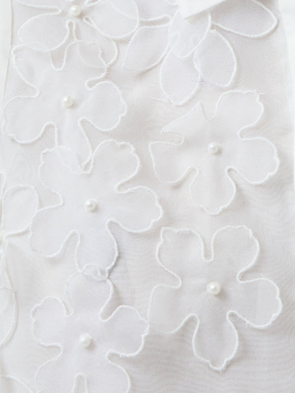 Fcuk Camden 3D Floral Embellished Shirt Summer White