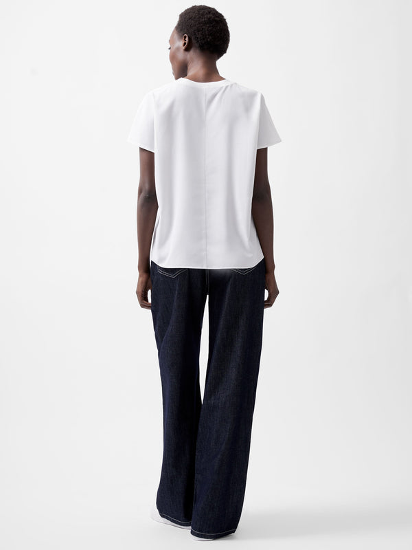 Fcuk Caprina Recycled Crepe Crew Neck Top Winter White