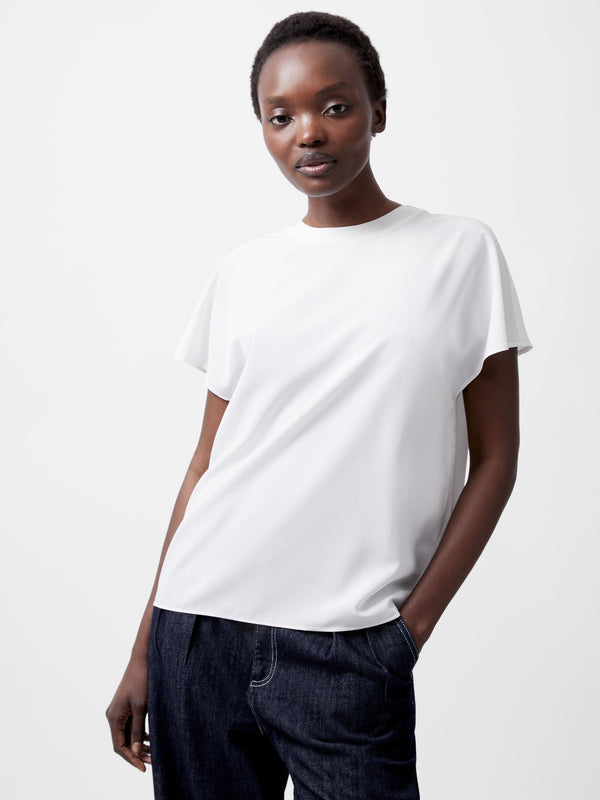 fcuk Caprina Recycled Crepe Crew Neck Top Winter White