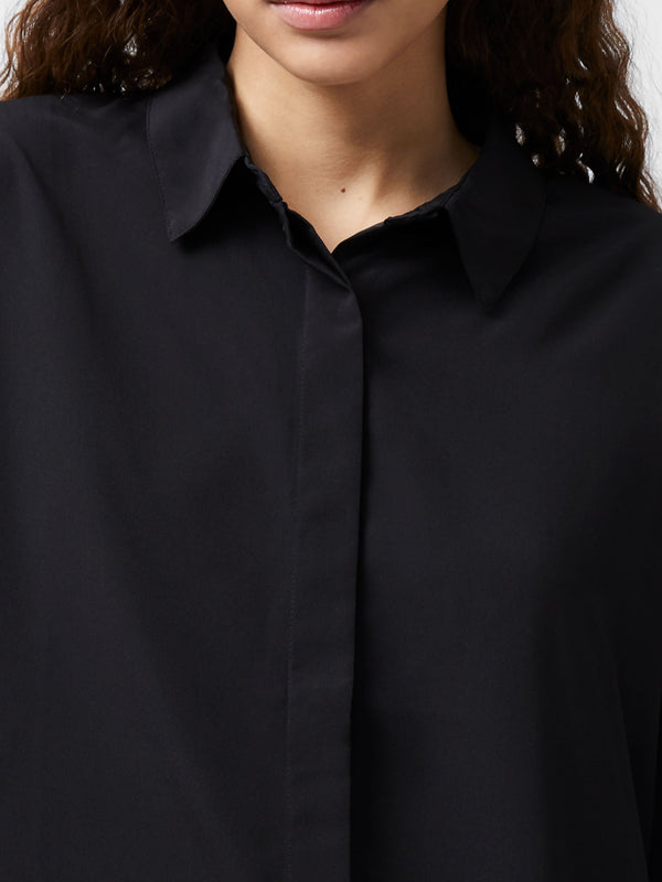 Fcuk Caprina Recycled Crepe Long Sleeve Button Shirt Black