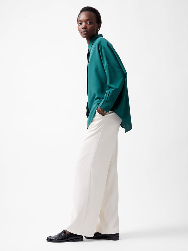 fcuk Caprina Recycled Crepe Long Sleeve Button Shirt Forest