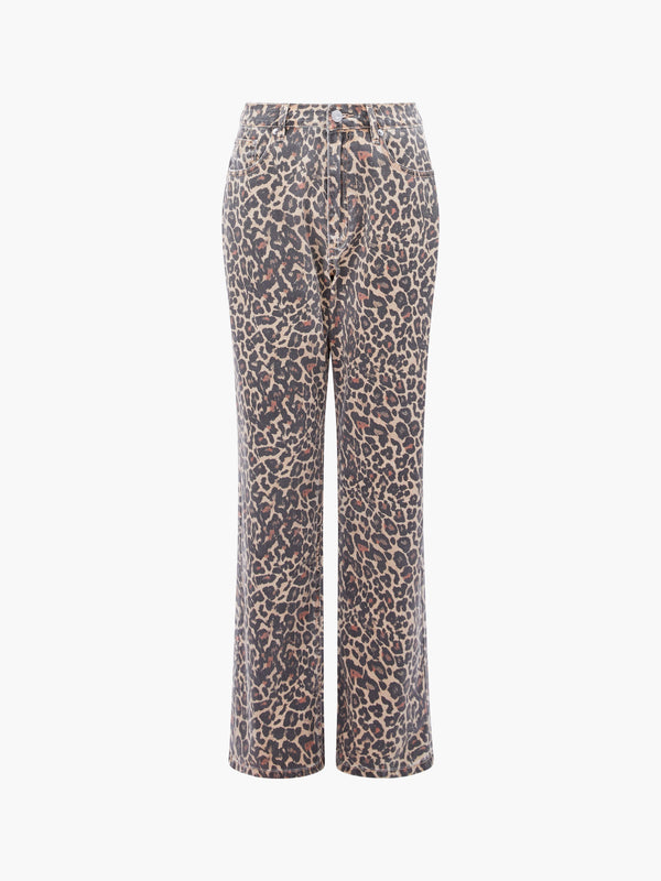 Fcuk Charlie Leopard Print Straight Leg Jeans Leopard Sand Multi