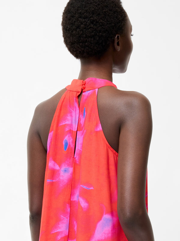 Fcuk Christy Halterneck Swing Dress Raspberry Sorbet