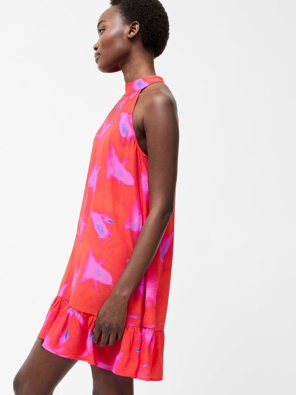 Fcuk Christy Halterneck Swing Dress Raspberry Sorbet